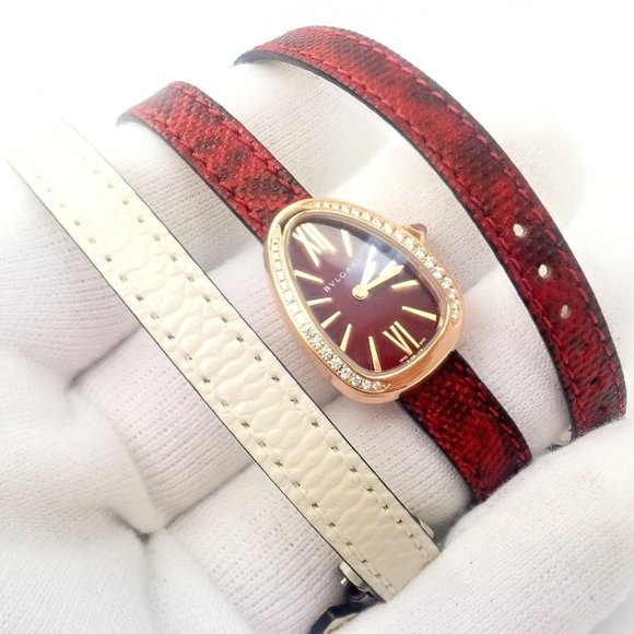 Bulgari 18k Rose Gold Diamond Tubogas Red Serpenti Snake Watch + Band + Tool main image 11